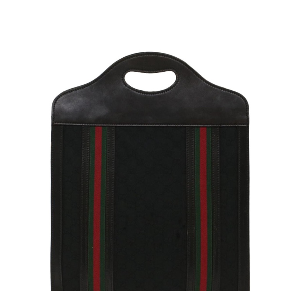 GUCCI GG CANVAS WEB SHERRY LINE TOTE PREOWNED Black/Red/Green - Picture 13 of 15
